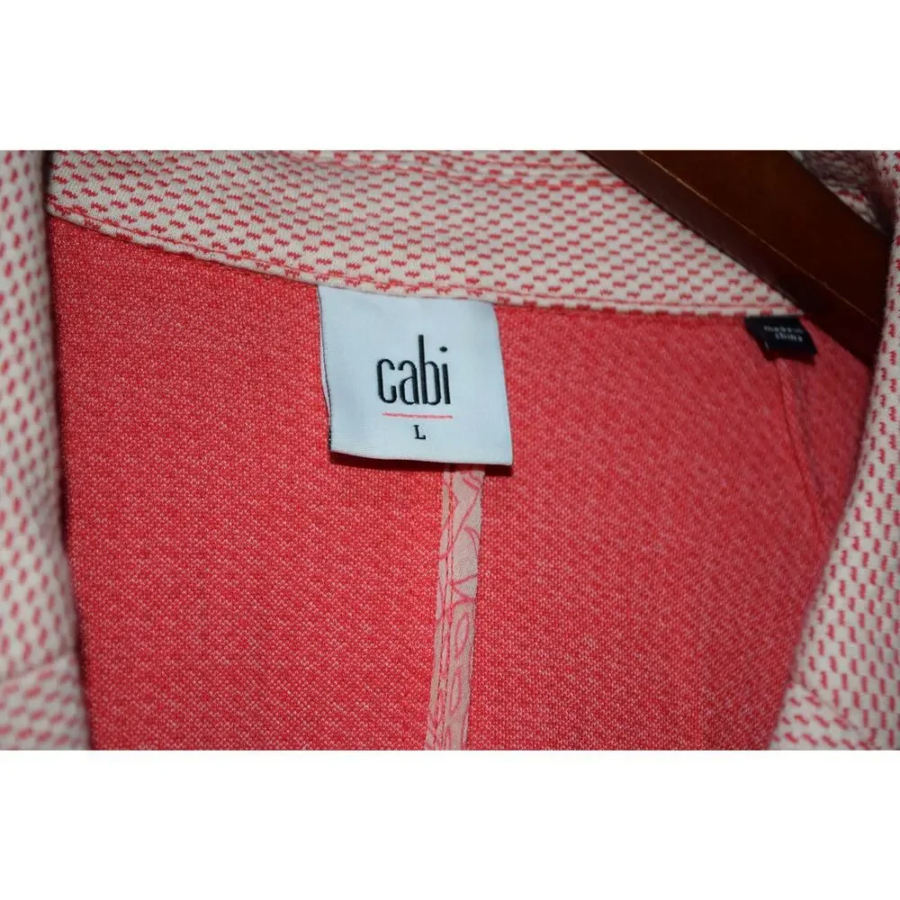 Cabi Textured Button Front Cropped Jacket – Pink/Red – Large - Picture 3 of 4